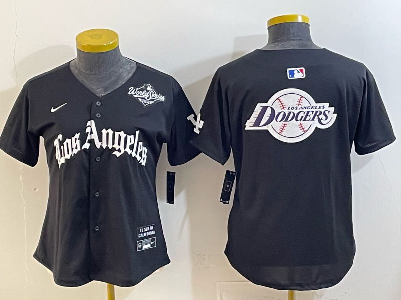 Women 2026 Los Angeles Dodgers Blank Black Game Nike MLB Jersey style 0035